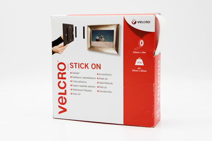 VELCRO® Brand Stick On Tape 20mm x 10m hvit